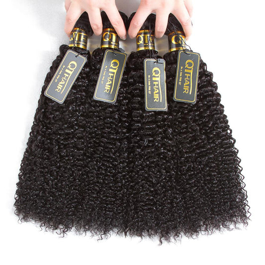 Indian Virgin Curly Hair Weave Unprocessed Human Hair 4 Bundles