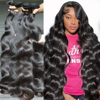 Indian Body Wave Hair Weave 4 Bundles Deals Natural Black Human Hair Weave
