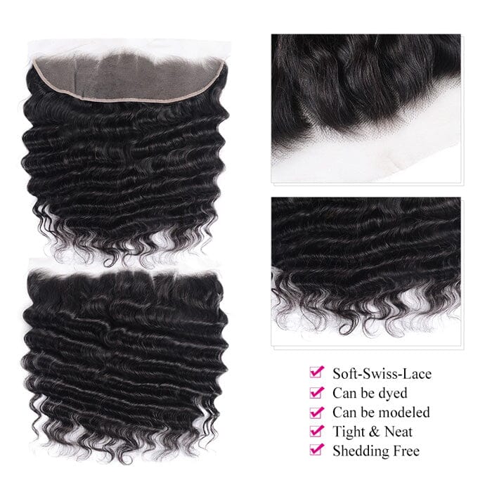 Loose Deep Wave 3 Bundles with Lace Frontal Virgin Human Hair Extensions
