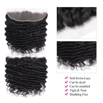 Loose Deep Wave 3 Bundles with Lace Frontal Virgin Human Hair Extensions