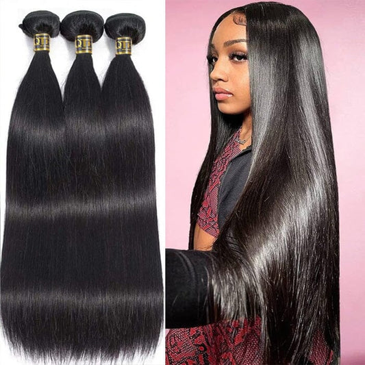 Malaysian Silky Straight Virgin Human Hair Weave 3 Bundles Deals Natural Color
