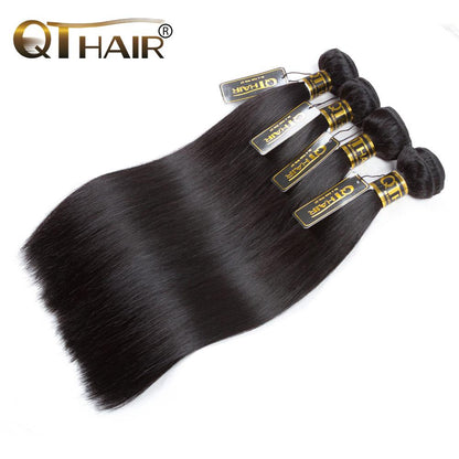 QT 14A Malaysian Straight Virgin Human Hair Weave Extensions 4 Bundles Deals