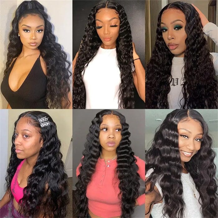 Peruvian Virgin Human Hair 4 Bundles Loose Deep Wave Hair with Lace Closure