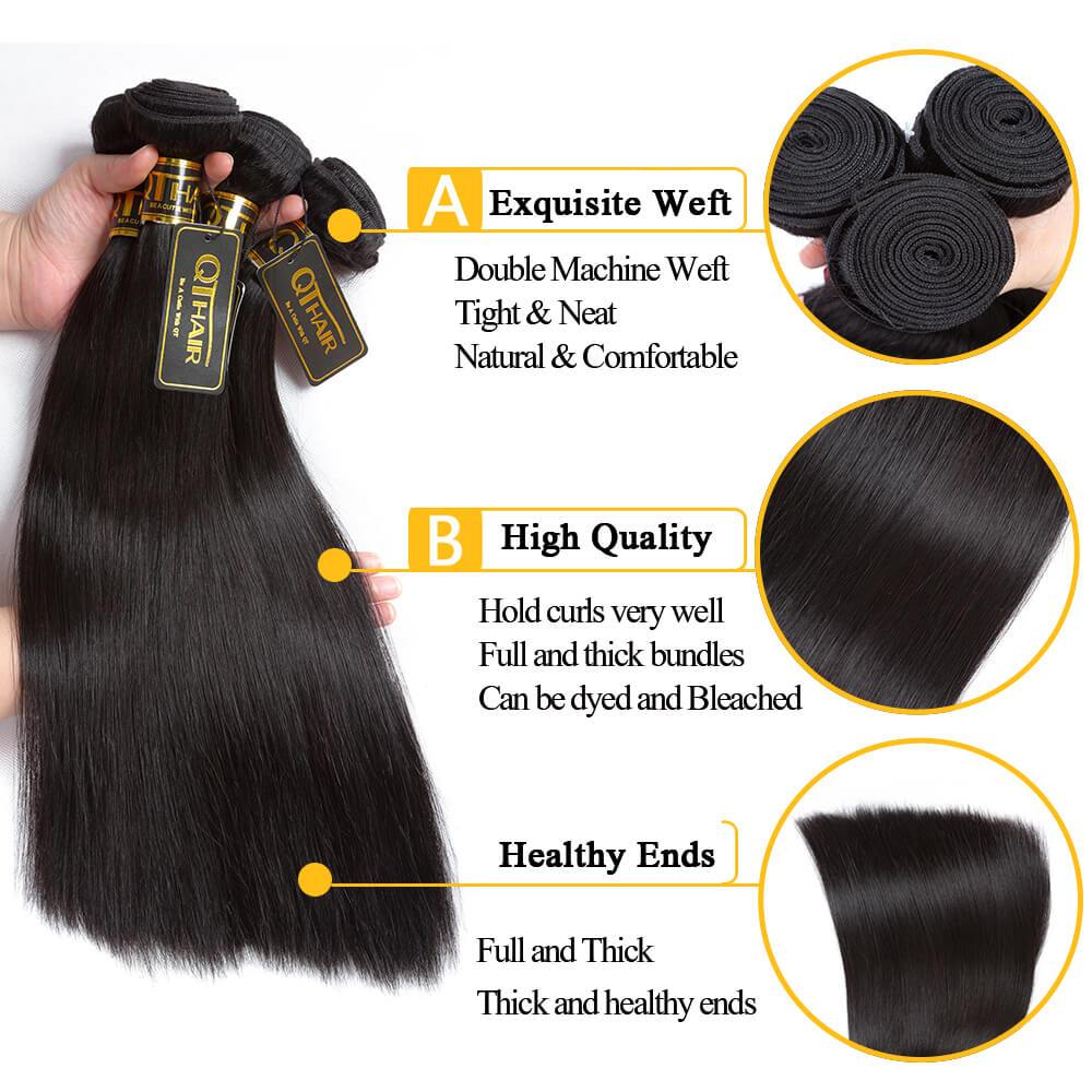 14A Straight Human Hair Bundles Natural Black Color Unprocessed Virgin Human Hair