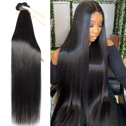 QT 14A Malaysian Straight Virgin Human Hair Weave Extensions 4 Bundles Deals