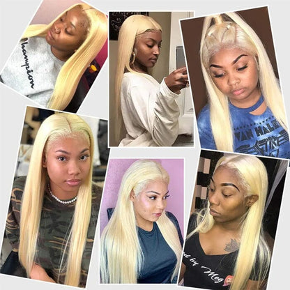 QT 14A Brazilian Human Hair #613 Blonde Straight Hair with 13x4 Swiss Lace Frontal
