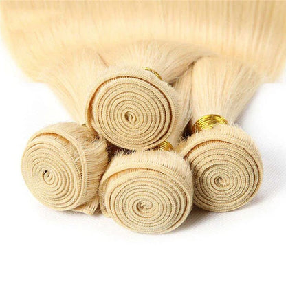 QT 14A Grade Brazilian Straight Hair Bundles #613 Blonde Virgin Human Hair Weave