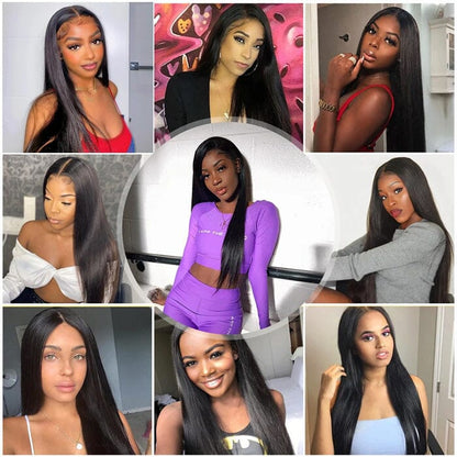Malaysian Virgin Human Hair 3 Bundles Straight Hair with 4x4 Lace Closure