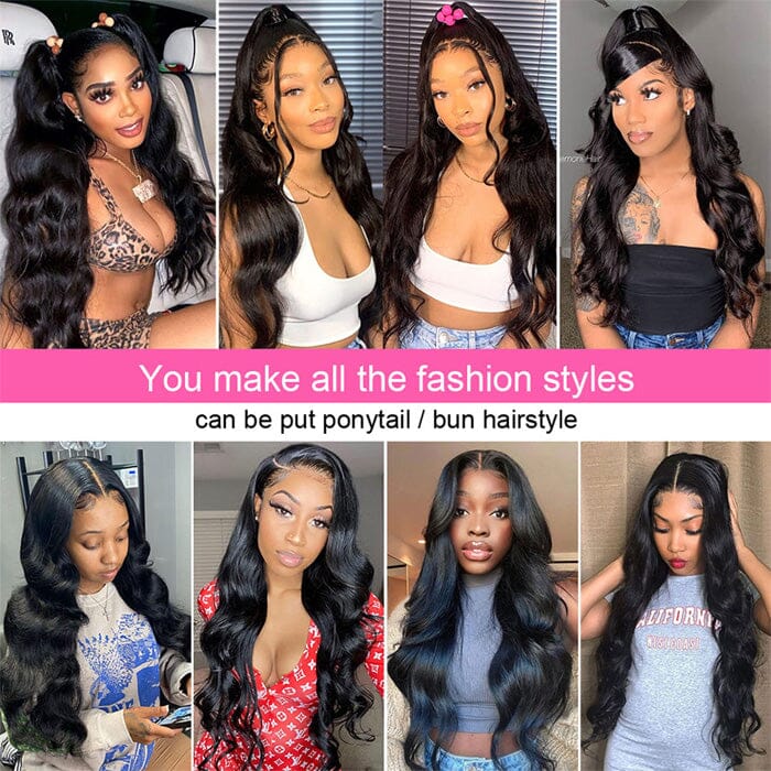 Indian Body Wave Human Hair Weave 3 Bundles with Lace Frontal Ear to Ear