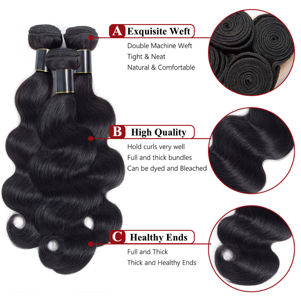 14A Body Wave Hair Human Hair Bundles 100% Unprocessed Virgin Human Hair Weave 4 Bundles Hair