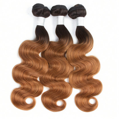 1B/30 Body Wave 3 Bundles with Lace Closure Dark Roots Ombre Human Hair