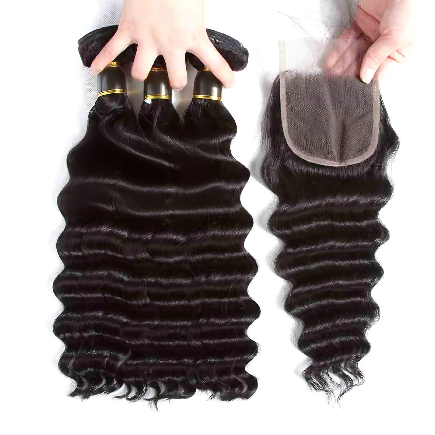 Loose Deep Wave Bundles with Closure Virgin Human Hair Extensions