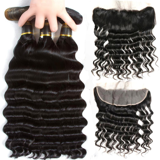Loose Deep Wave Best Hair extensions 3 Bundles With Frontal