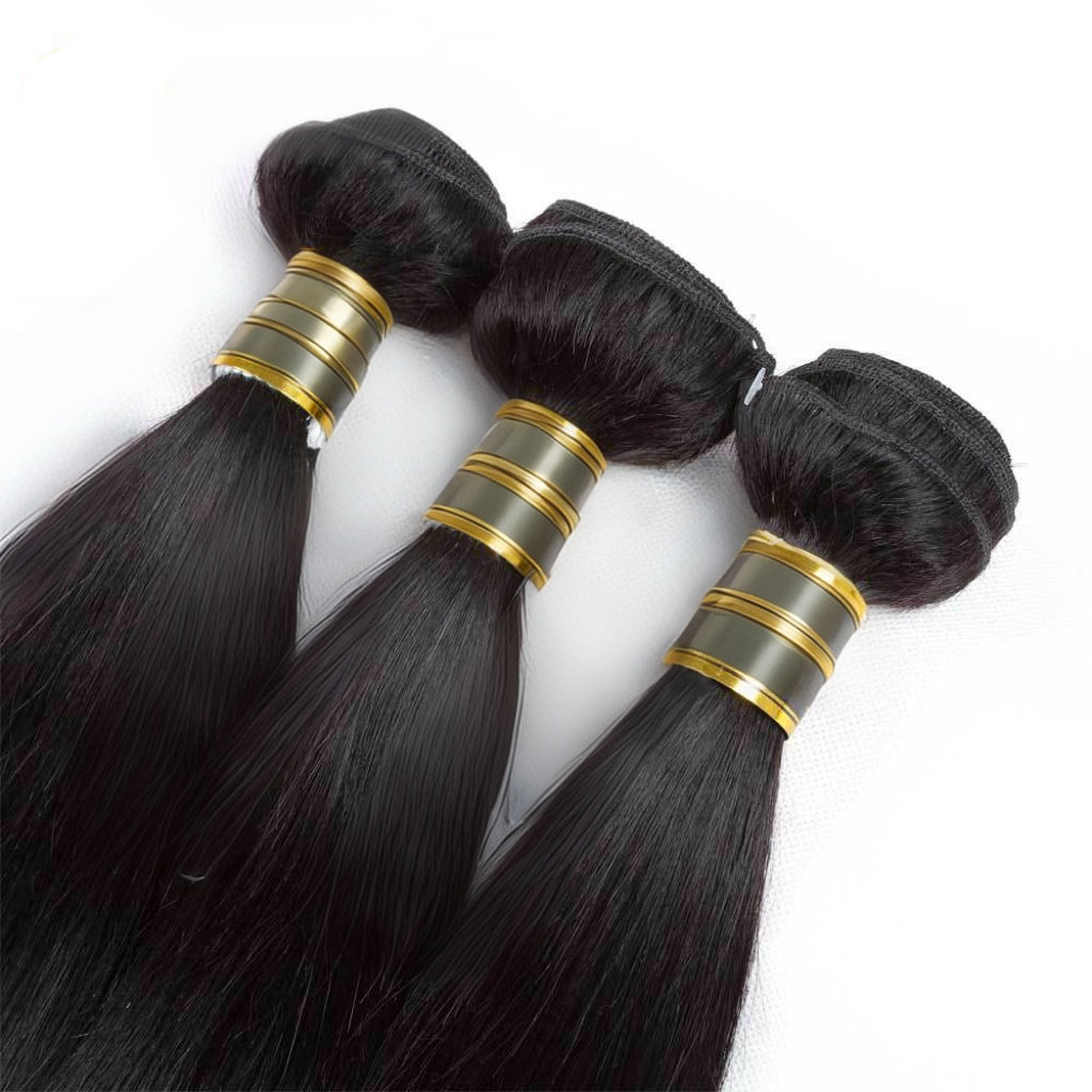 Silky Straight Virgin Human Hair Weave 3 Bundles Deals Natural Color