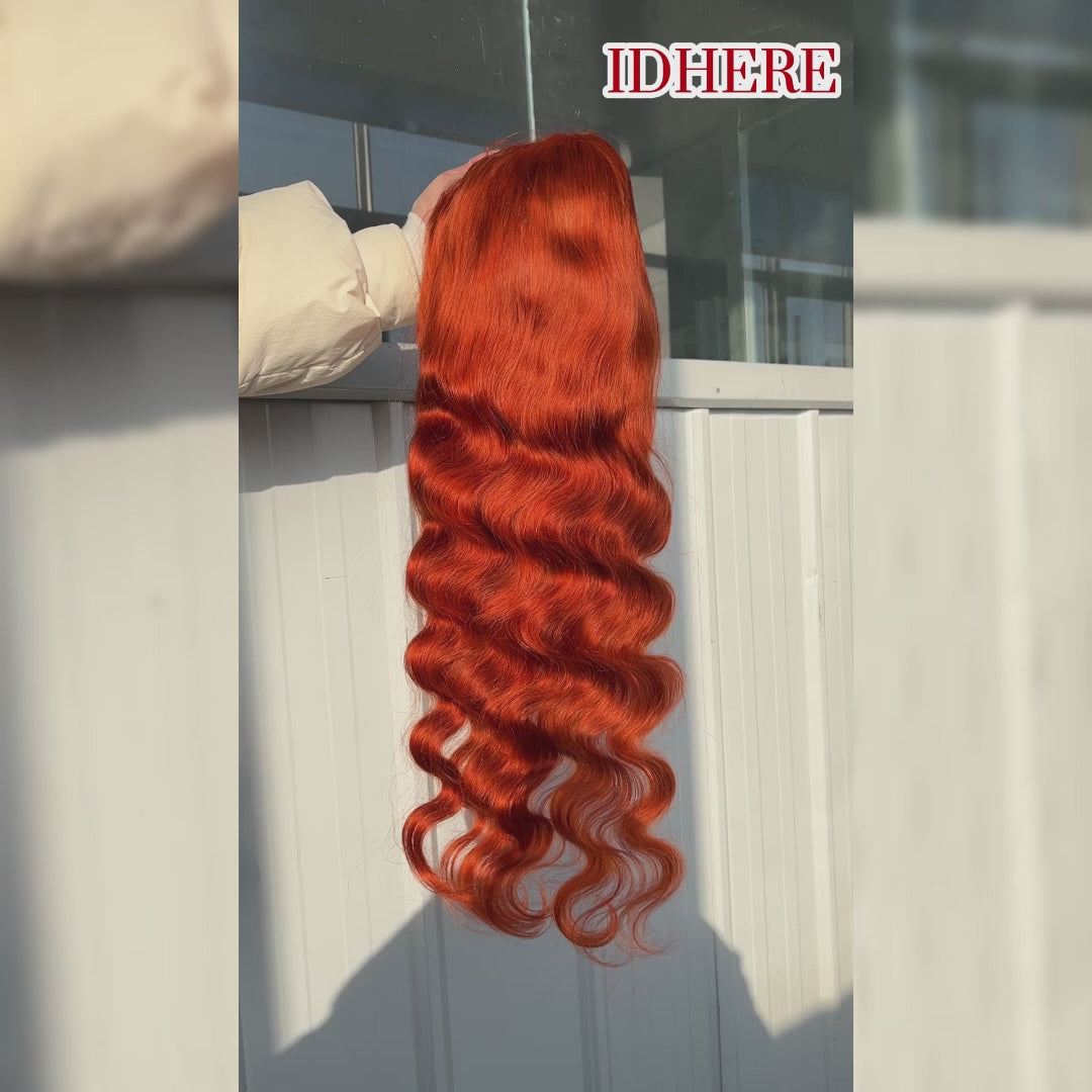 Ginger Orange 13x4 HD Lace Front Body Wave Human Hair Wigs Pre Plucked With Baby Hair